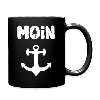 Moin Shirt - Moin die Möwe. Du bist mein Anker - Tasse einfarbig - Schwarz - Rechts