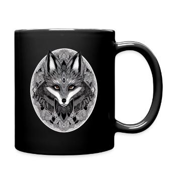 Fox Mandala Drawing Complex Nature Wilderness - Full Colour Mug - black - Right