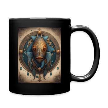 Sternzeichen Fische - Tasse einfarbig - Schwarz - Rechts