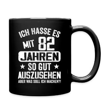 82 Jahre Jung - Vintage Geburtstagsspruch - Tasse einfarbig - Schwarz - Rechts