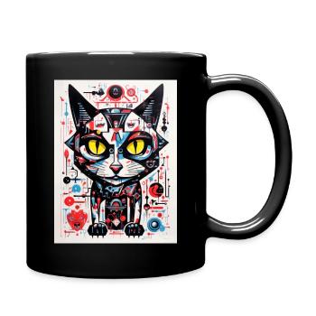 Géométrie du chat abstrait - Mug uni - noir - Droite