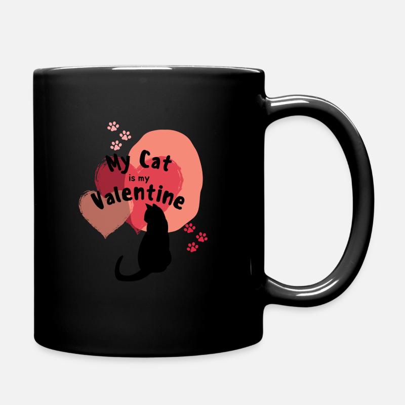 Meine Katze ist mein Valentinstag - Tasse einfarbig - Schwarz