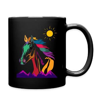 Pferd retro - Tasse einfarbig - Schwarz - Rechts