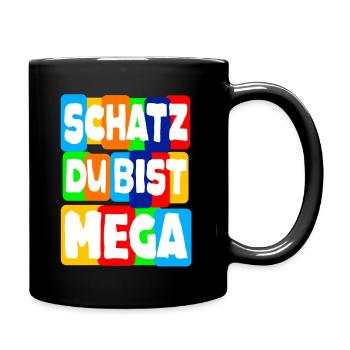 Honey You're Mega Darling Couple Love Saying - Full Colour Mug - black - Right