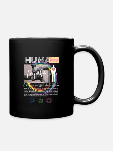 Ein Herz, eine Welt, gleiche Würde - Tasse einfarbig - Schwarz