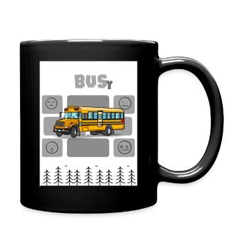 Beschäftigt. Unterwegs. Beschäftigt. - Tasse einfarbig - Schwarz - Rechts