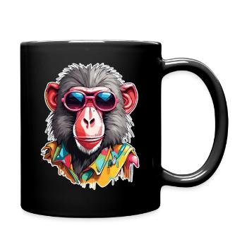 Monkey / Animal / Zoo / Babian / Wild / Comic - Full Colour Mug - black - Right
