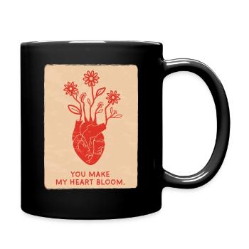 Du bringst mein Herz zum Blühen - Tasse einfarbig - Schwarz - Rechts