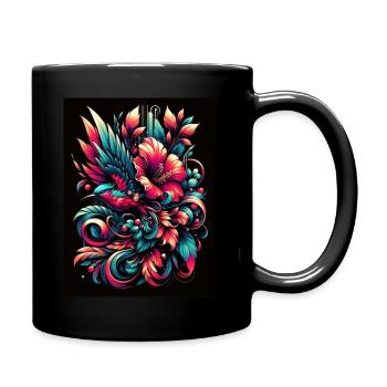 Avian Elegance: Lively Bird & Blossoms - Full Colour Mug - black - Right
