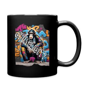 Graffiti style chimp simplicty - Full Colour Mug - black - Right