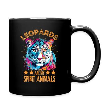 Bunter Schneeleopard farbklecks farbspritzer - Tasse einfarbig - Schwarz - Rechts