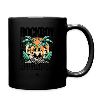 Rockboy "Totenkopf in der Hand" - Tasse einfarbig - Schwarz - Rechts