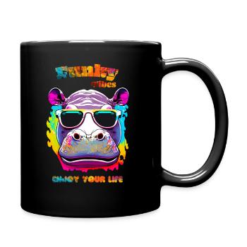 Funky vibes. enjoy your life. Hippopotame - Mug uni - noir - Droite