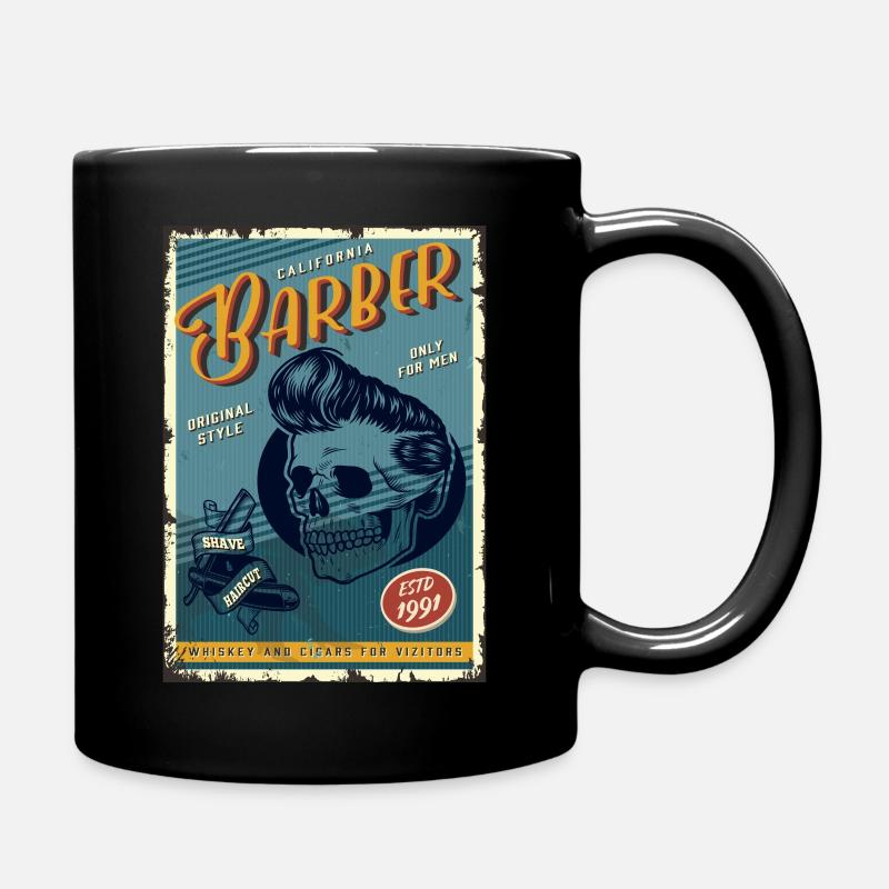 Retro Skull Barber Chic Poster - Tasse einfarbig - Schwarz