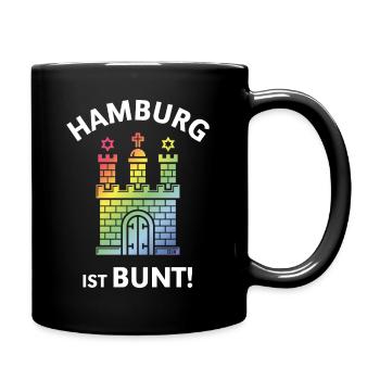 Hamburg Ist Bunt! (Hamburger Wappen / PNG) - Tasse einfarbig - Schwarz - Rechts