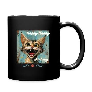 Crazy Cat Joyeux Anniversaire Chat Chaotique Tendance - Mug uni - noir - Droite