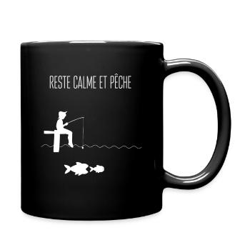 Reste calme et pêche - Mug uni - noir - Droite