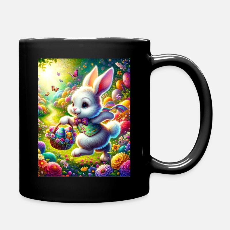 Eastern Bunny and Eggs - Full Colour Mug - black