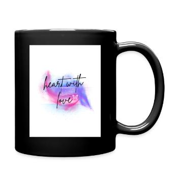 Heart with love - Herz mit Liebe - Tasse einfarbig - Schwarz - Rechts