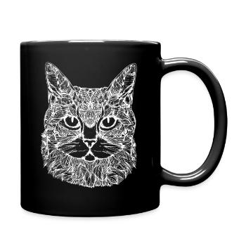 Cat, Cat Motif, Cat Face - Full Colour Mug - black - Right