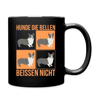 Corgi - Hunde die bellen, beißen nicht. - Tasse einfarbig - Schwarz - Rechts