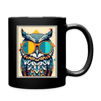 Cool Owl - Full Colour Mug - black - Right