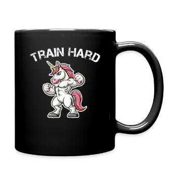 Train hard - Gym Unicorn - Tasse einfarbig - Schwarz - Rechts