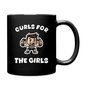 Curls for the Girls - Funny Gym Design - Full Colour Mug - black - Right