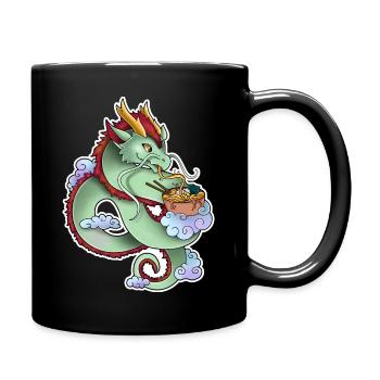 Asia Drache mit Ramen - Tasse einfarbig - Schwarz - Rechts