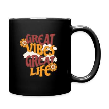 Gute Stimmung gutes Leben - Tasse einfarbig - Schwarz - Rechts