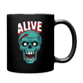 Skull in Hell - Alive, Totenkopf - Tasse einfarbig - Schwarz - Rechts