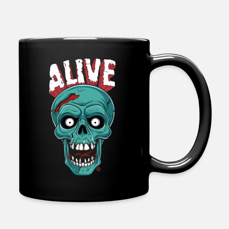 Skull in Hell - Alive, Totenkopf - Tasse einfarbig - Schwarz