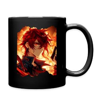 Portrait animé feu n°1 - Mug uni - noir - Droite