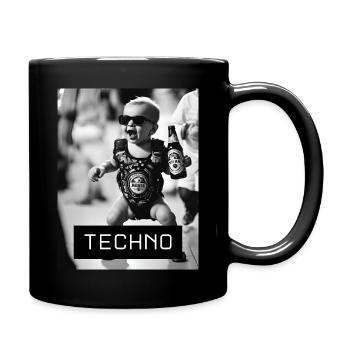 Rave Baby Deluxe: Feierndes Techno Baby mit Bier - Tasse einfarbig - Schwarz - Rechts