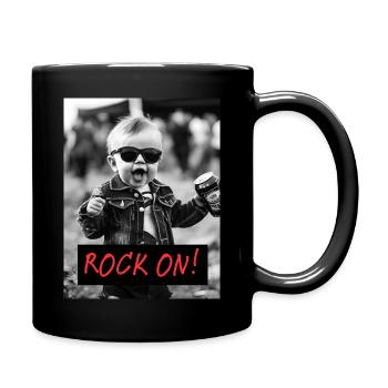 ROCK ON, BABY! Mit Bier & Brüllern aufs Festival! - Tasse einfarbig - Schwarz - Rechts