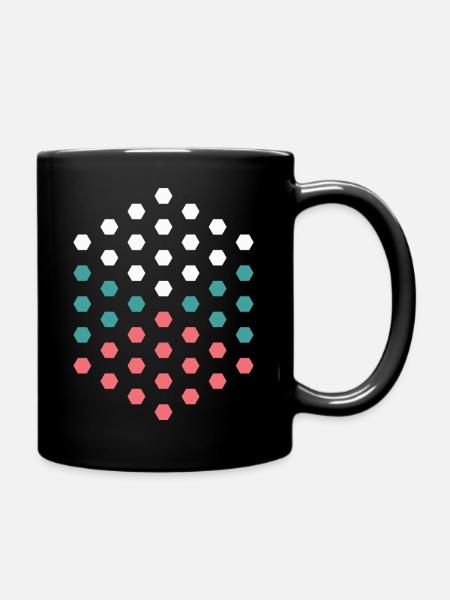 Hexagon Pixelart - Tasse einfarbig - Schwarz