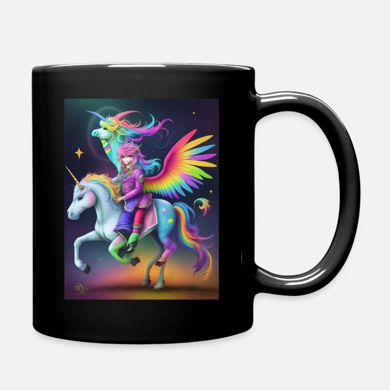 Default LGBTQIA+ Unicorns - Tasse einfarbig - Schwarz