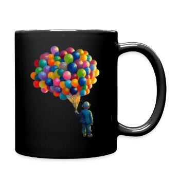 Garçon avec des ballons - Mug uni - noir - Droite