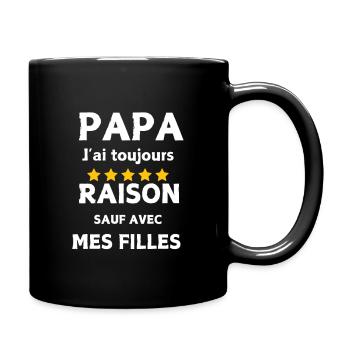 PAPA J'AI TOUJOURS RAISON SAUF AVEC MES FILLES - Mug uni - noir - Droite