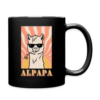 Alpapa - Alpaga rétro cool avec lunettes de soleil - Mug uni - noir - Droite