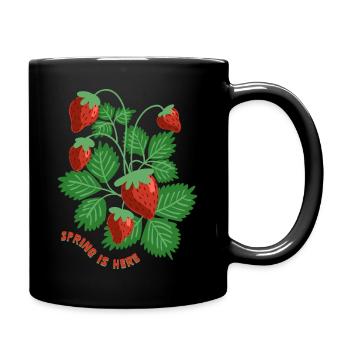 Erdbeeren - Tasse einfarbig - Schwarz - Rechts