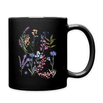 Flower power - Tasse einfarbig - Schwarz - Rechts