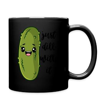 Nur Dill dazu lustige Gurke - Tasse einfarbig - Schwarz - Rechts
