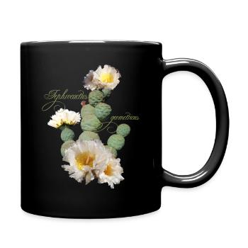 Trendiges T-Shirt mit blühendem Kaktus-Design - Tasse einfarbig - Schwarz - Rechts