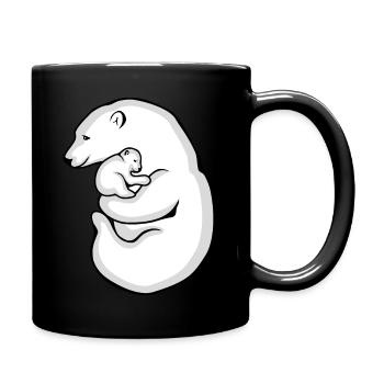 Polar bear with her baby - Full Colour Mug - black - Right