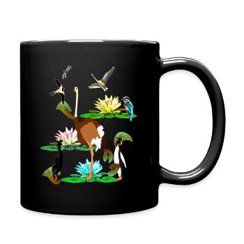 die bunte Welt der Vögel Seerosen Libelle - Tasse einfarbig - Schwarz - Rechts