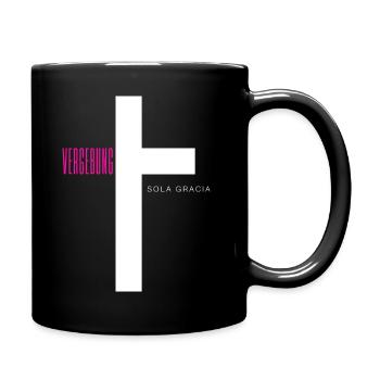 Vergebung Front - Tasse einfarbig - Schwarz - Rechts