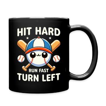 Baseball Player Hit Hard Run Fast Turn Left - Full Colour Mug - black - Right