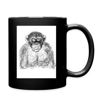 Affe - Tasse einfarbig - Schwarz - Rechts