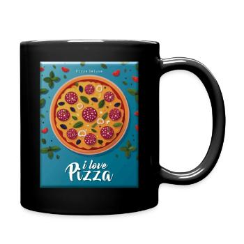 I love Pizza - Tasse einfarbig - Schwarz - Rechts